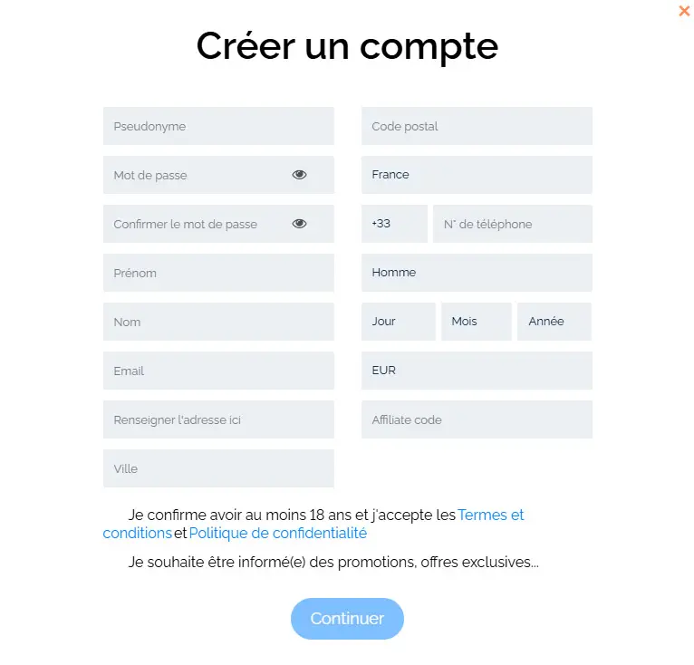 Proceso de registro GO BET SPACE CASINO